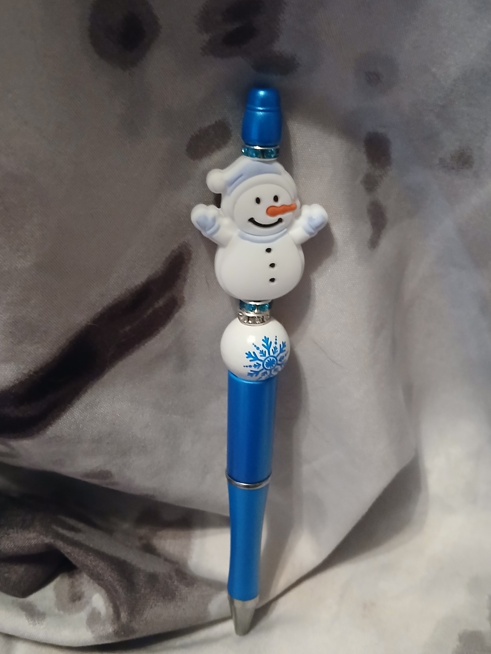 Handmade Holiday Snowman Blue Ballpoint Pen